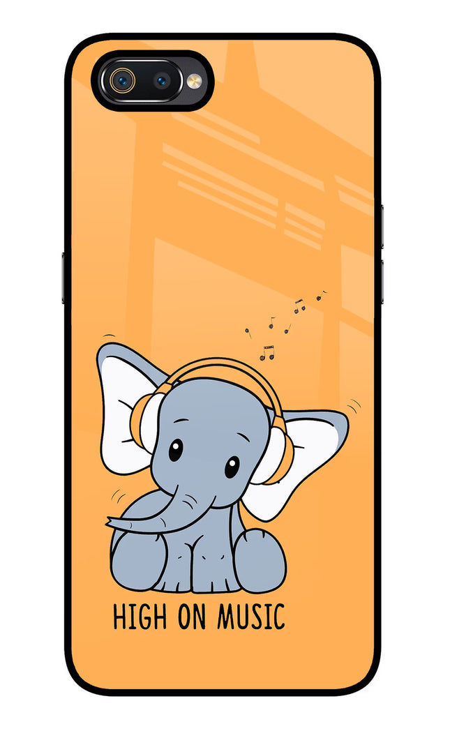 High On Music Realme C2 Glass Case Back Cover by Casekaro