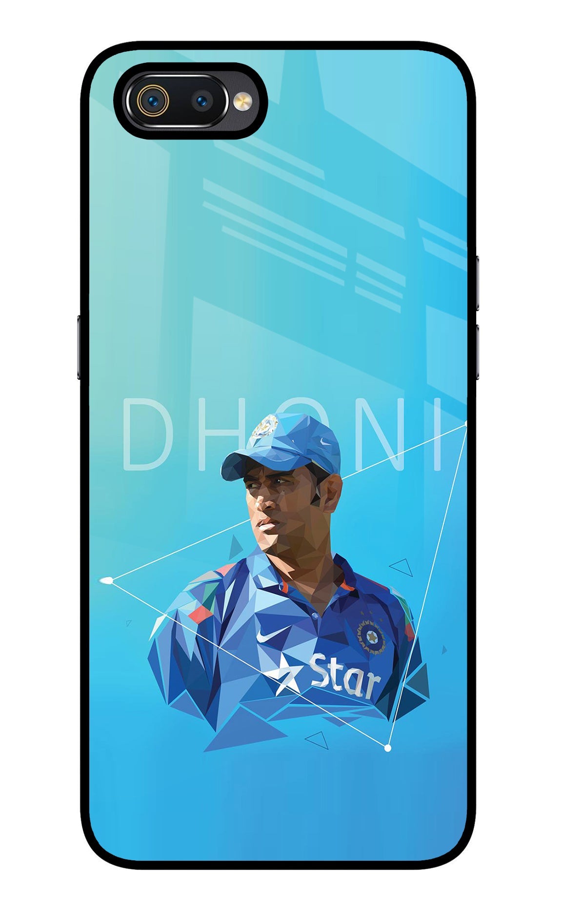 Dhoni Artwork Realme C2 Glass Case