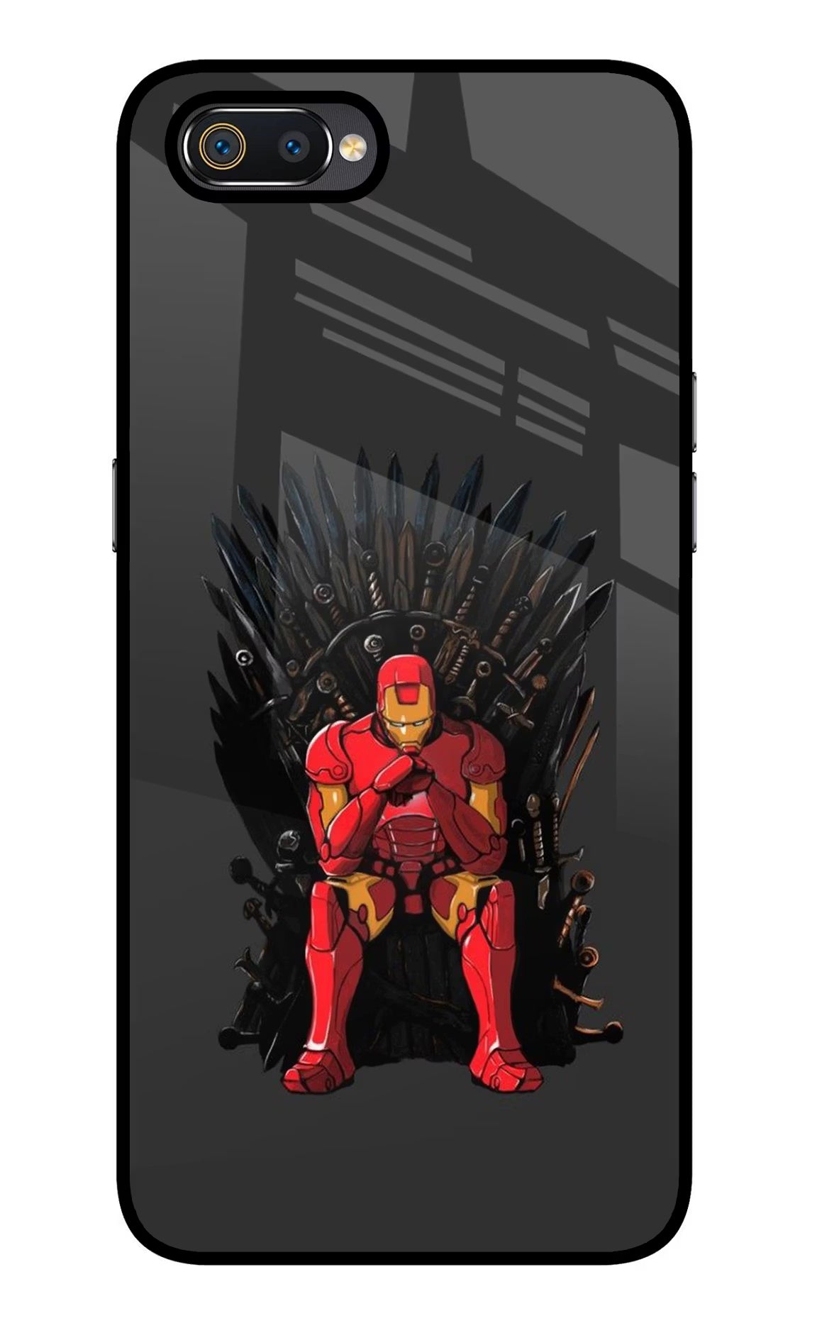 Ironman Throne Realme C2 Glass Case Back Cover by Casekaro