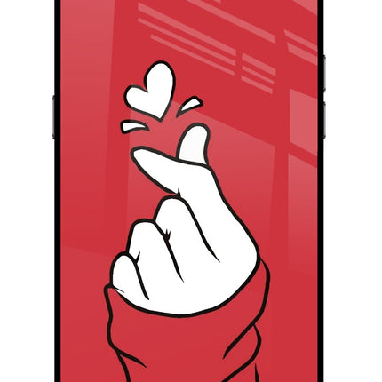 Korean Love Sign Realme C2 Glass Case Back Cover by Casekaro