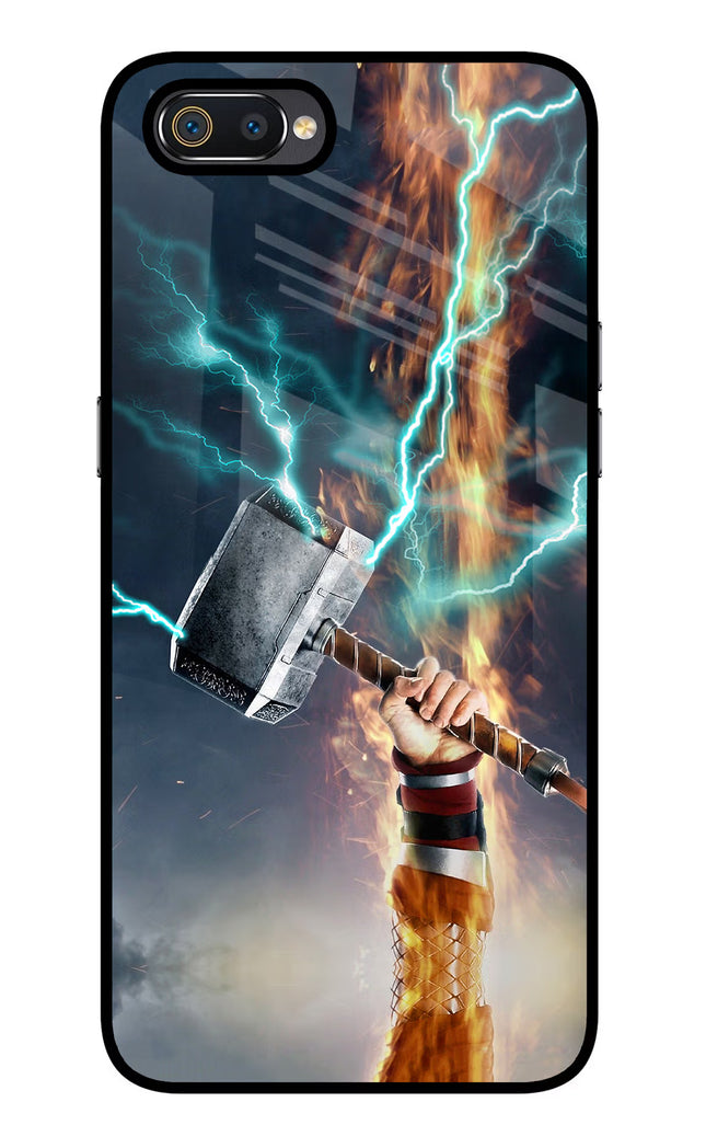 Thor Hammer Mjolnir Realme C2 Glass Case Back Cover by Casekaro