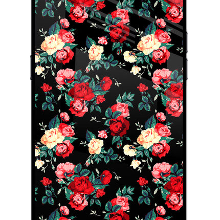 Rose Pattern Realme C2 Glass Case Back Cover by Casekaro