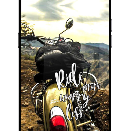 Ride More Worry Less Realme C2 Glass Case Back Cover by Casekaro
