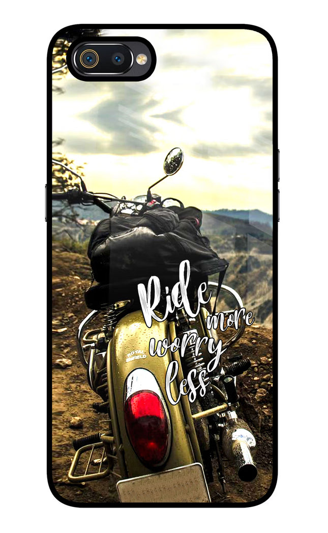 Ride More Worry Less Realme C2 Glass Case Back Cover by Casekaro