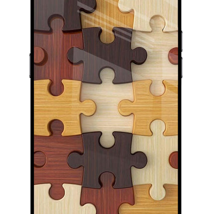 Wooden Puzzle Realme C2 Glass Case Back Cover by Casekaro