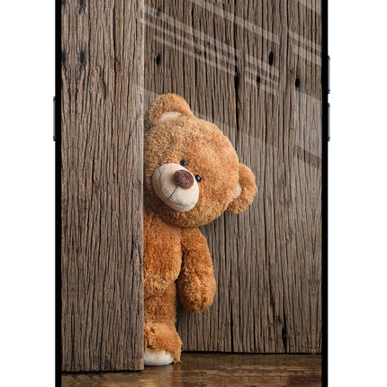 Teddy Wooden Realme C2 Glass Case Back Cover by Casekaro