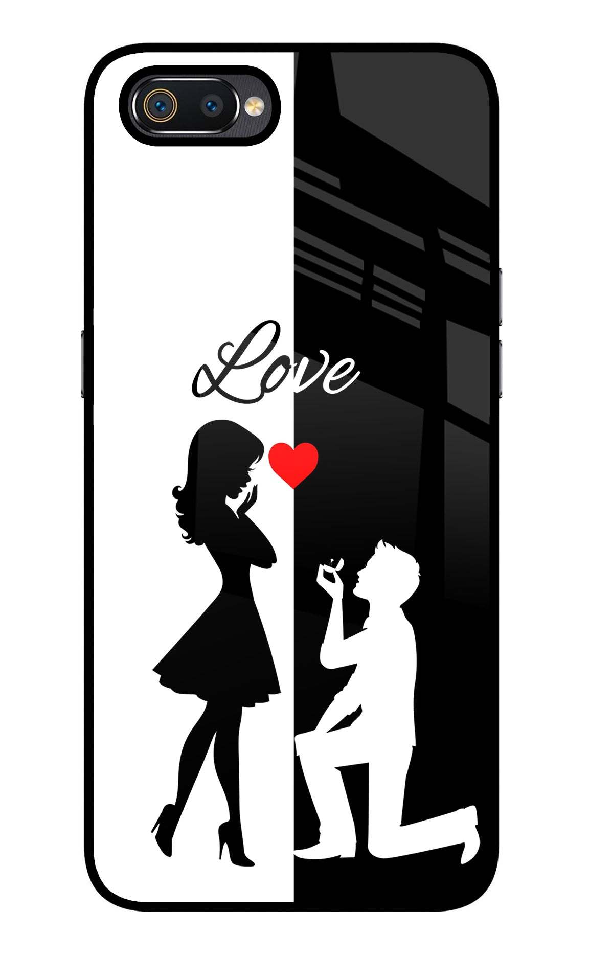 Love Propose Black And White Realme C2 Glass Case