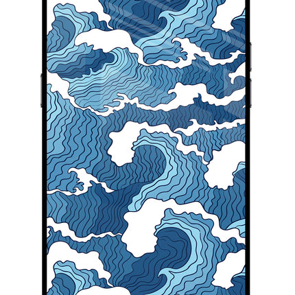Blue Waves Realme C2 Glass Case Back Cover by Casekaro