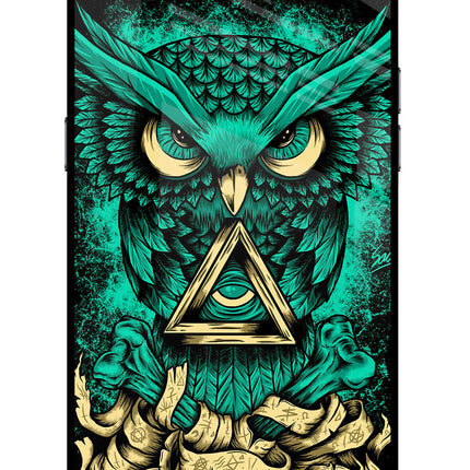 Green Owl Realme C2 Glass Case Back Cover by Casekaro