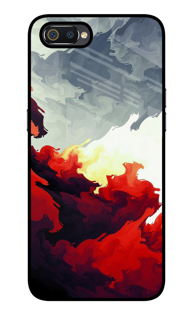 Fire Cloud Realme C2 Glass Case Back Cover by Casekaro