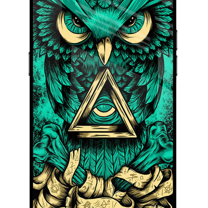 Green Owl Realme C2 Glass Case Back Cover by Casekaro