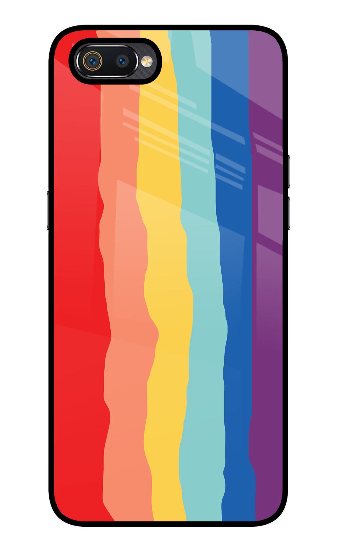 Rainbow Realme C2 Glass Case Back Cover by Casekaro