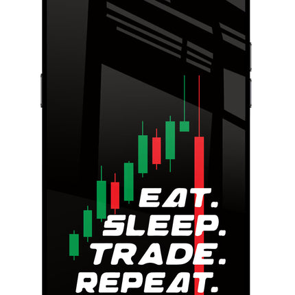 Eat Sleep Trade Repeat Realme C2 Glass Case Back Cover by Casekaro