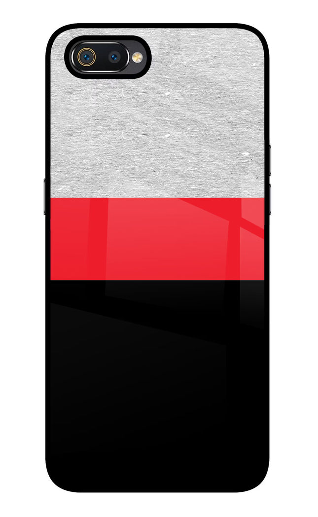 Tri Color Pattern Realme C2 Glass Case Back Cover by Casekaro