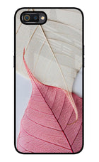 White Pink Leaf Realme C2 Glass Case