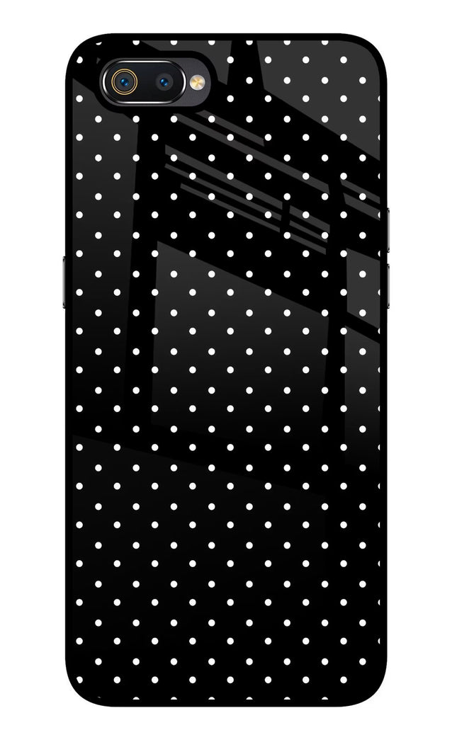 White Dots Realme C2 Glass Case Back Cover by Casekaro