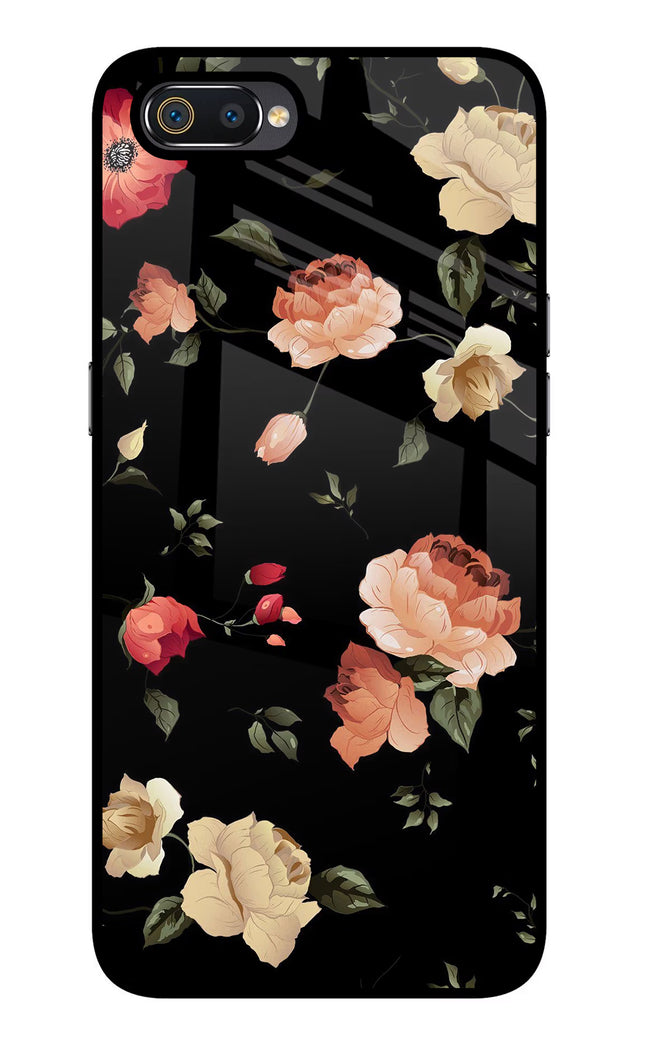 Flowers Realme C2 Glass Case Back Cover by Casekaro