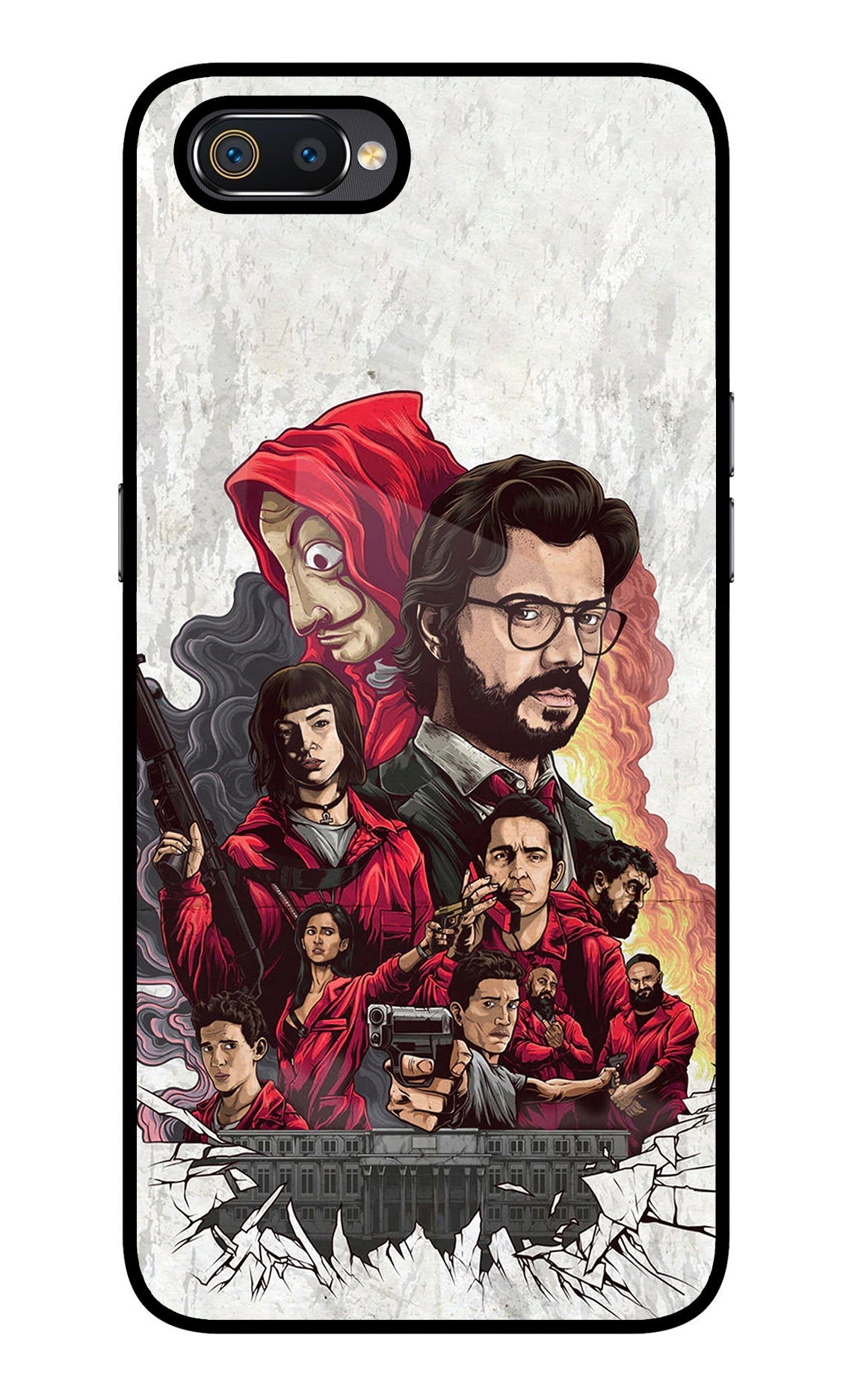 Money Heist Artwork Realme C2 Glass Case