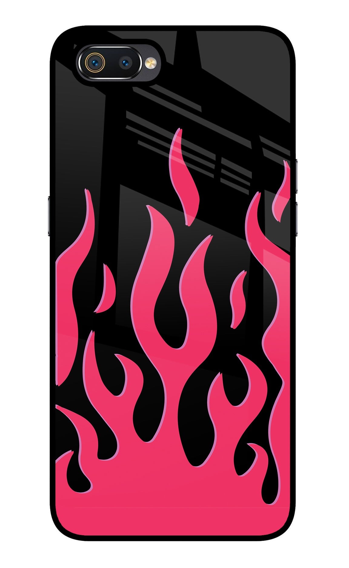 Fire Flames Realme C2 Glass Case