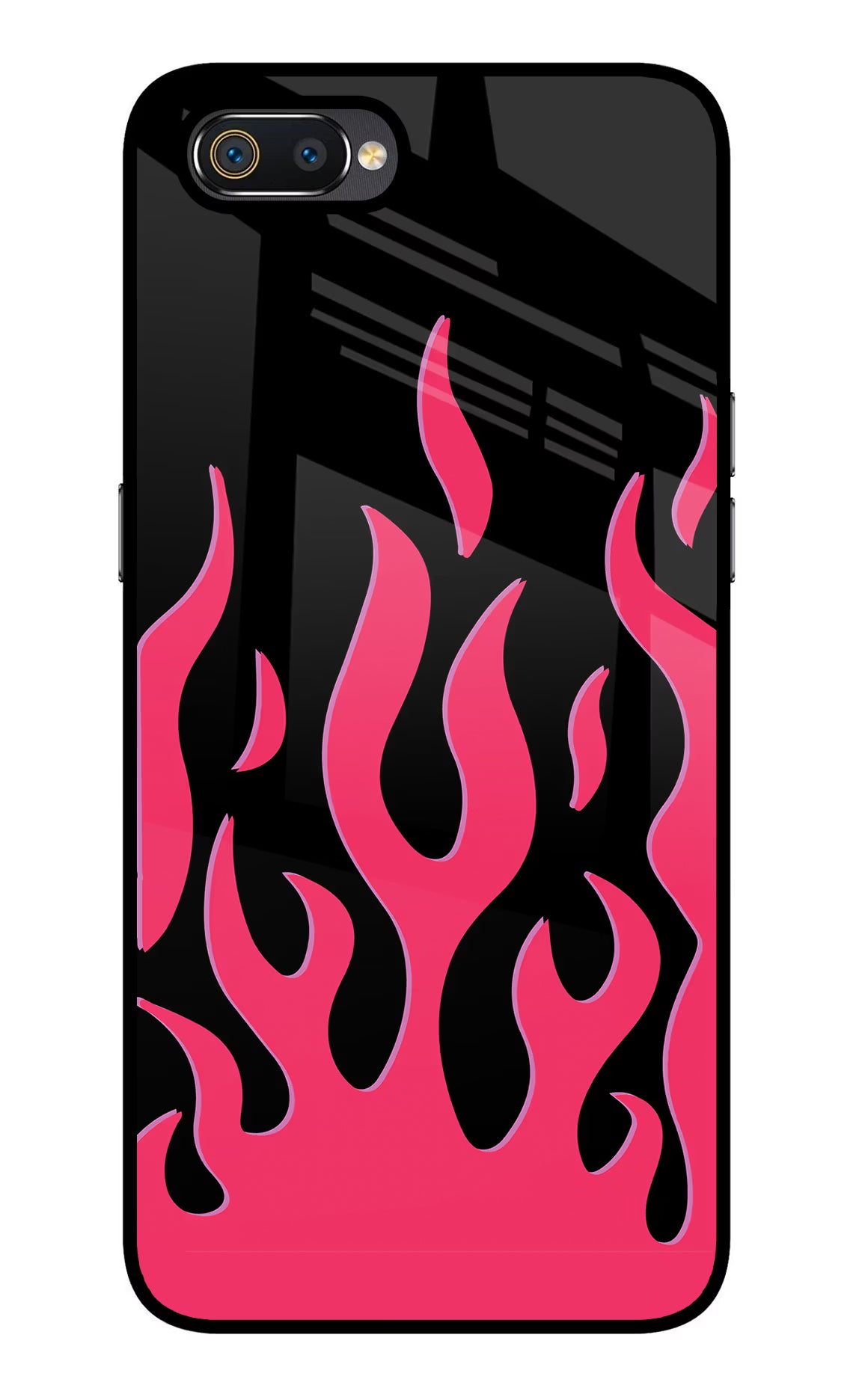 Fire Flames Realme C2 Glass Case Back Cover by Casekaro