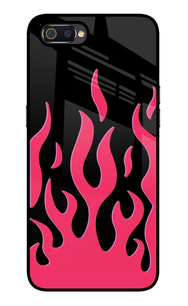 Fire Flames Realme C2 Glass Case Back Cover by Casekaro
