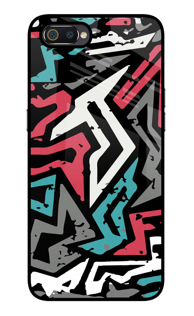 Geometric Graffiti Realme C2 Glass Case Back Cover by Casekaro
