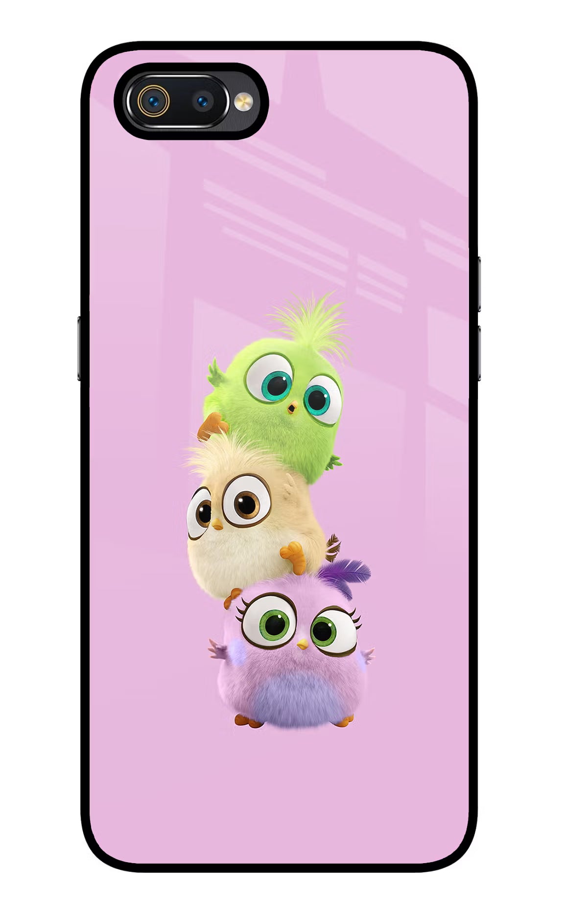 Cute Little Birds Realme C2 Glass Case Back Cover by Casekaro