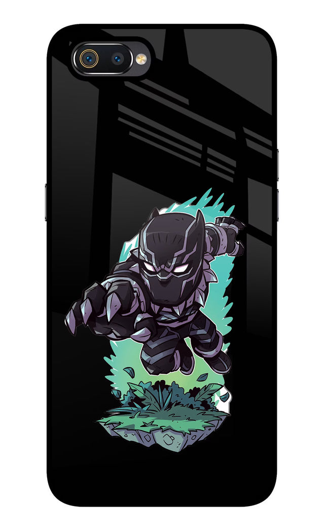 Black Panther Realme C2 Glass Case Back Cover by Casekaro