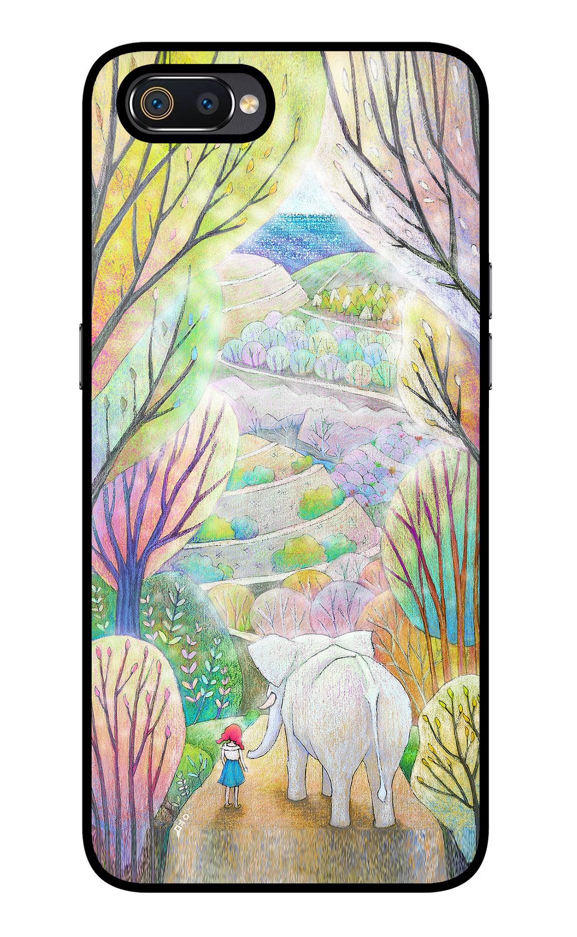 Nature Painting Realme C2 Glass Case Back Cover by Casekaro