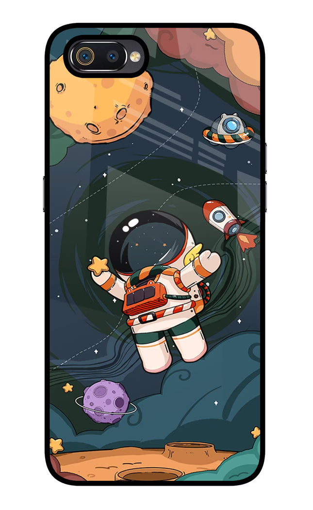 Cartoon Astronaut Realme C2 Glass Case Back Cover by Casekaro
