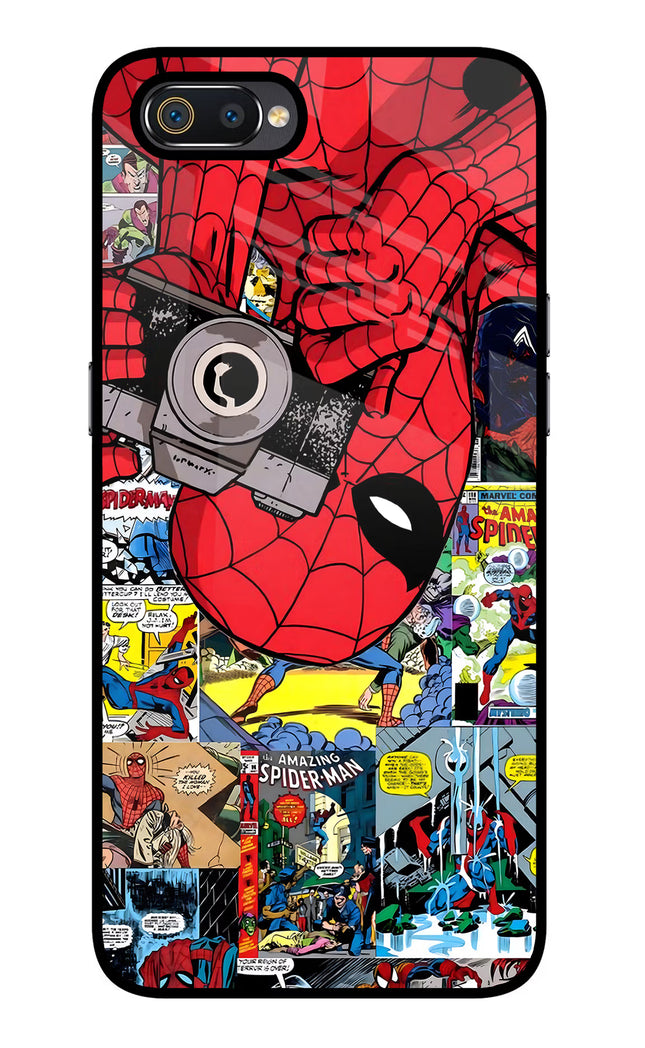 Spider Man Realme C2 Glass Case Back Cover by Casekaro