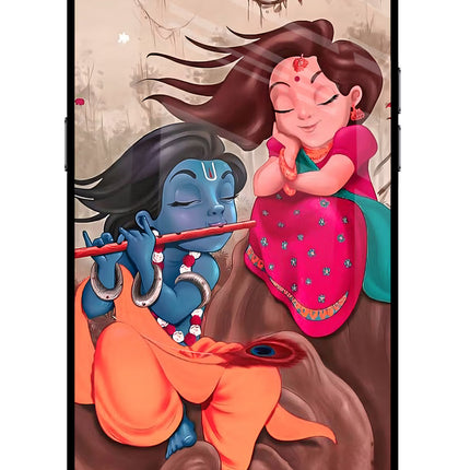 Radhe Krishna Realme C2 Glass Case Back Cover by Casekaro