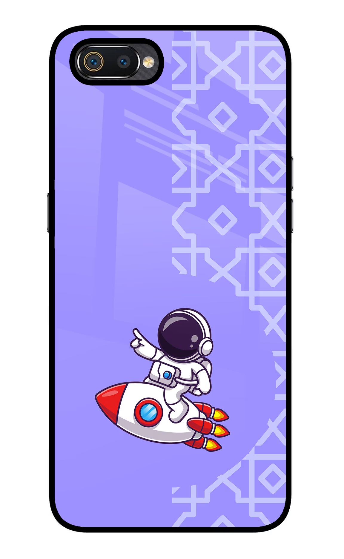 Cute Astronaut Realme C2 Glass Case Back Cover by Casekaro