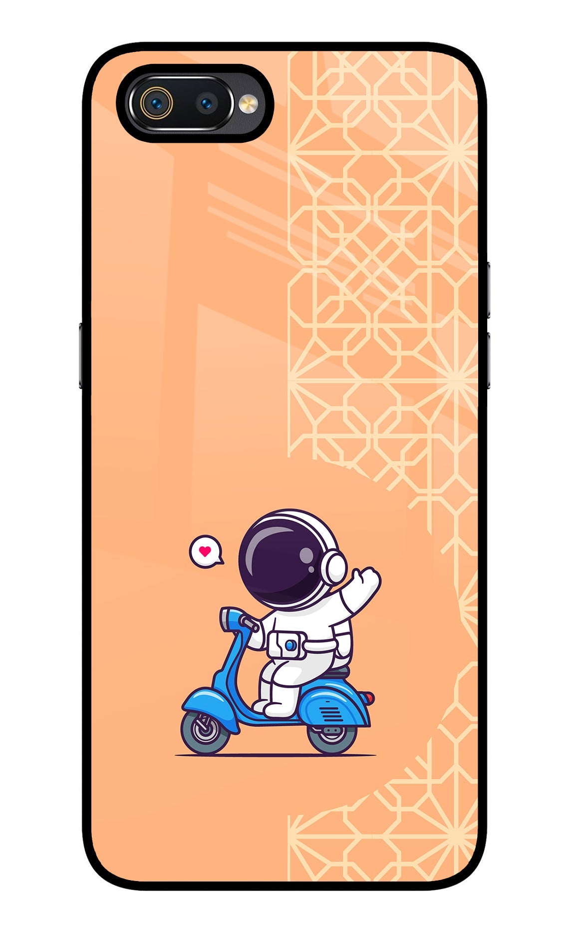 Cute Astronaut Riding Realme C2 Glass Case