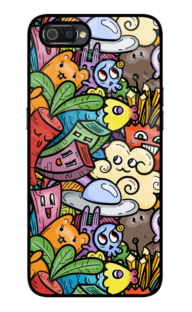 Veggie Doodle Realme C2 Glass Case Back Cover by Casekaro