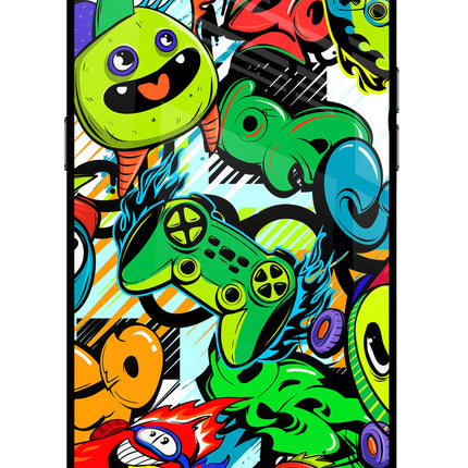 Game Doodle Realme C2 Glass Case Back Cover by Casekaro