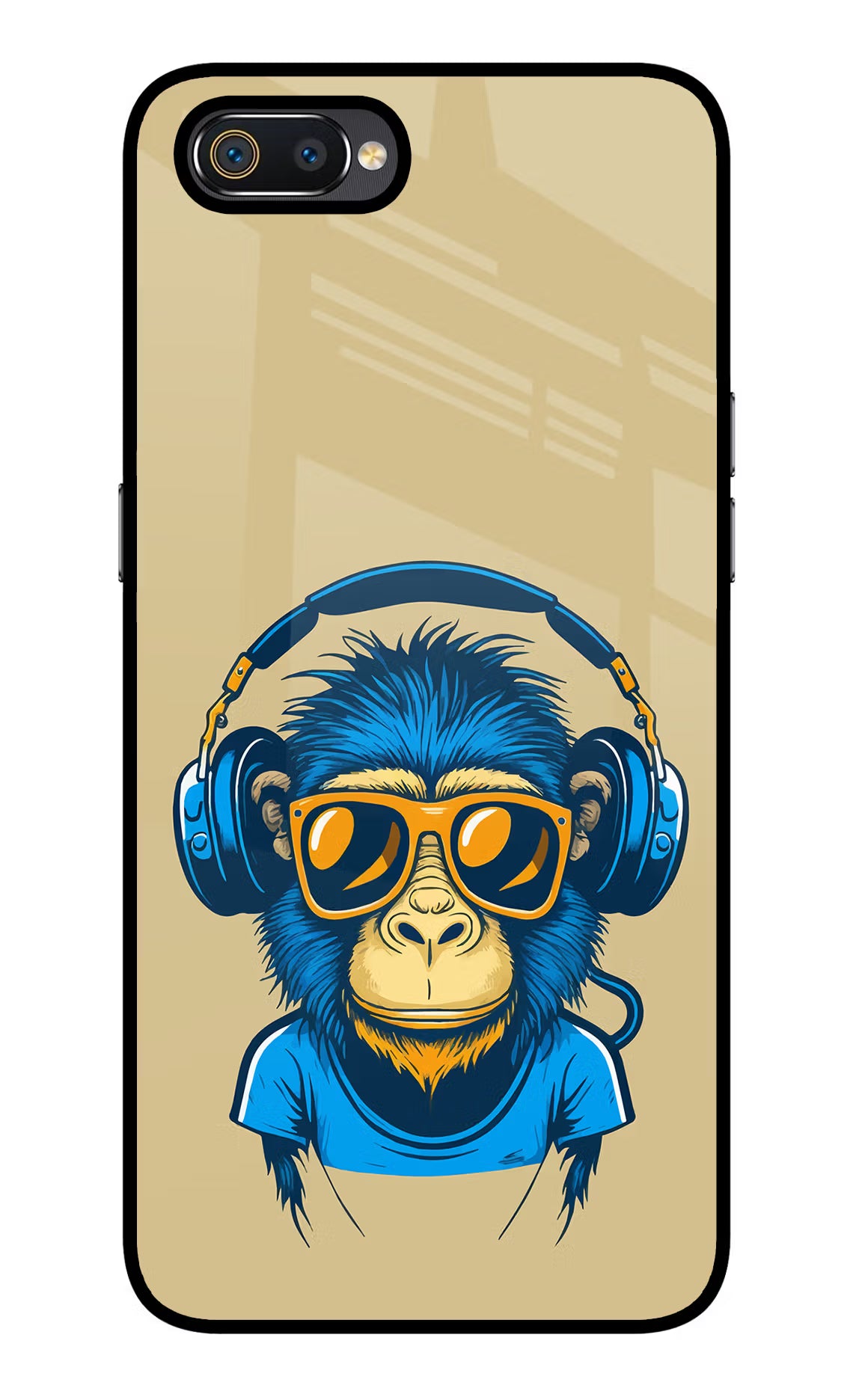 Monkey Headphone Realme C2 Glass Case Back Cover by Casekaro