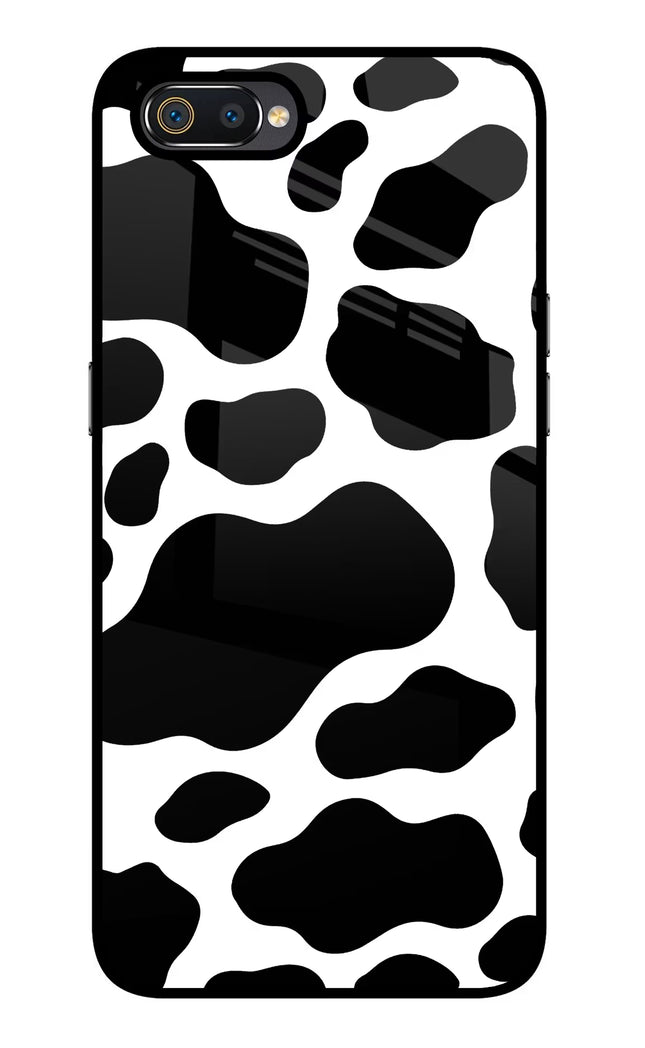 Cow Spots Realme C2 Glass Case Back Cover by Casekaro