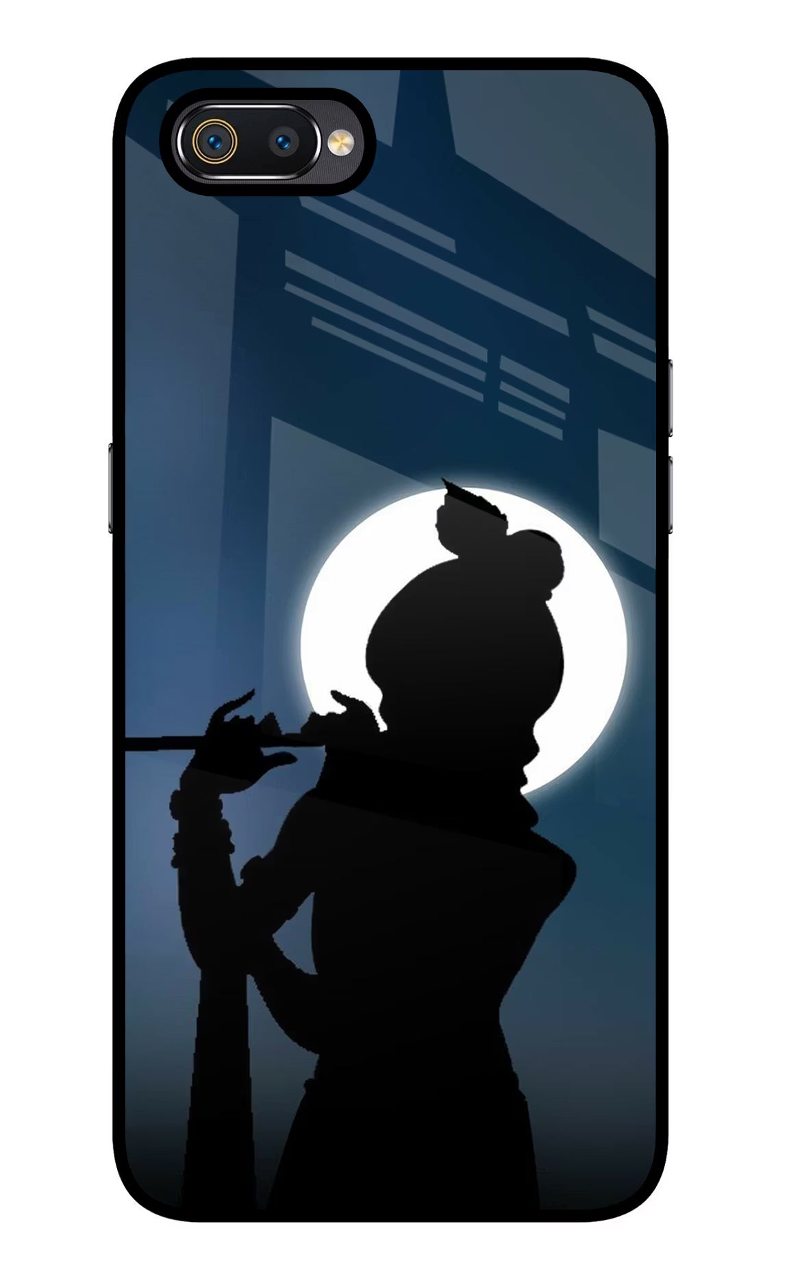 Shri Krishna Silhouette Realme C2 Glass Case Back Cover by Casekaro