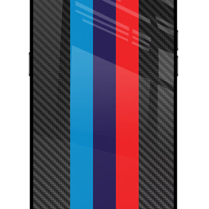 BMW Stripes Pattern Realme C2 Glass Case Back Cover by Casekaro