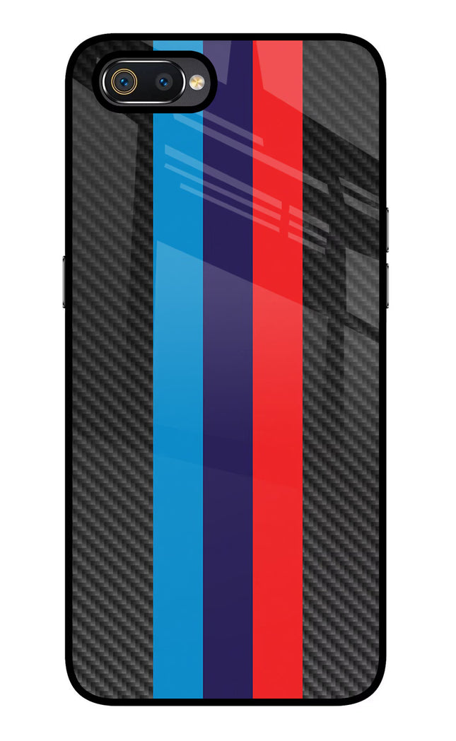 BMW Stripes Pattern Realme C2 Glass Case Back Cover by Casekaro