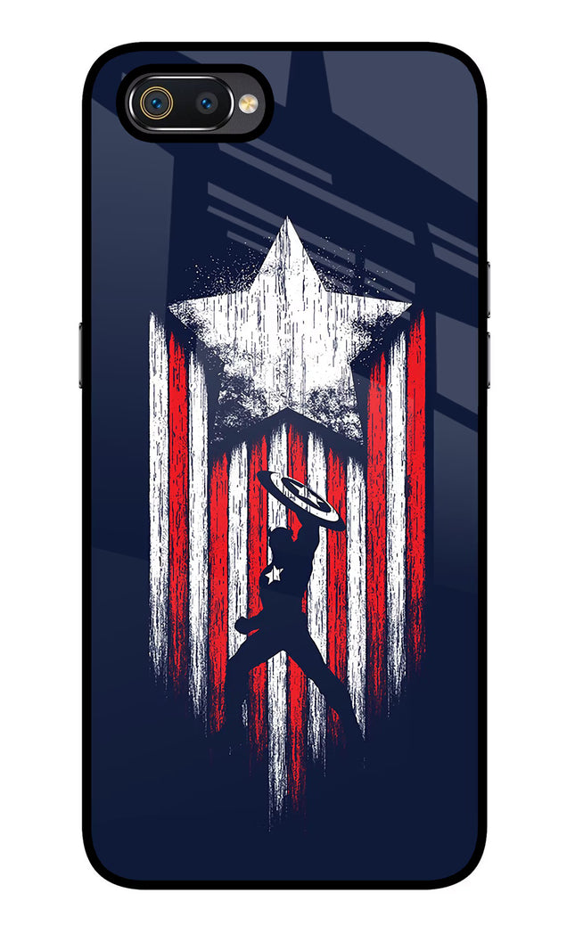 Captain America Marvel Art Realme C2 Glass Case Back Cover by Casekaro