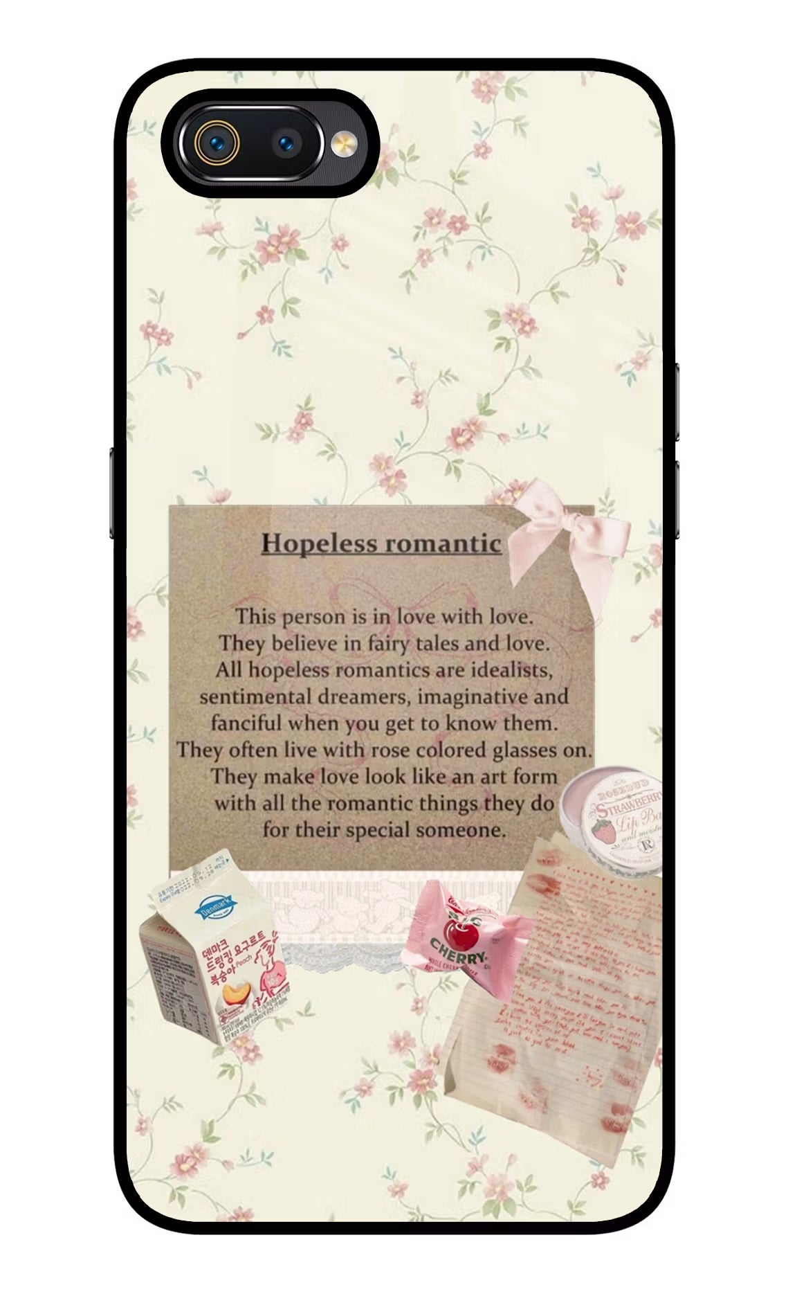 Hopeless Romantic Realme C2 Glass Case Back Cover by Casekaro