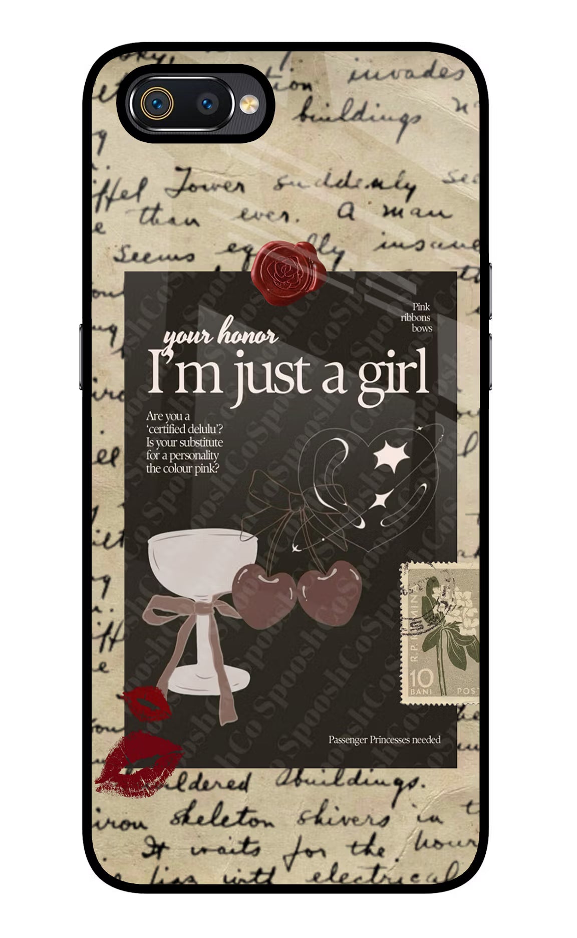 I am just a girl Realme C2 Glass Case