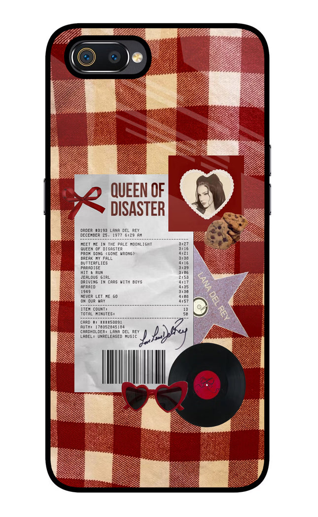 Queen of Disaster Realme C2 Glass Case Back Cover by Casekaro