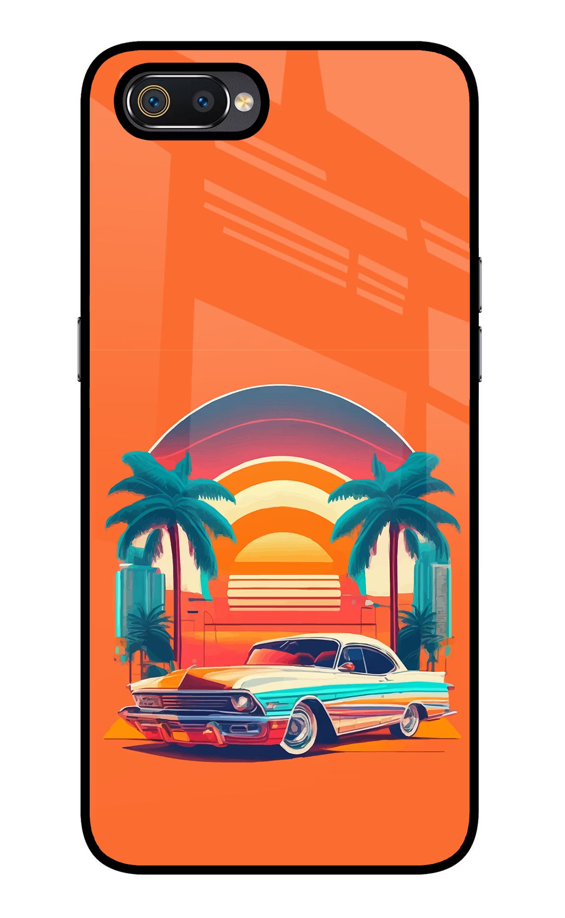 Palm Drive 80s Realme C2 Glass Case