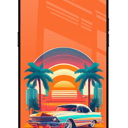 Palm Drive 80s Realme C2 Glass Case Back Cover by Casekaro
