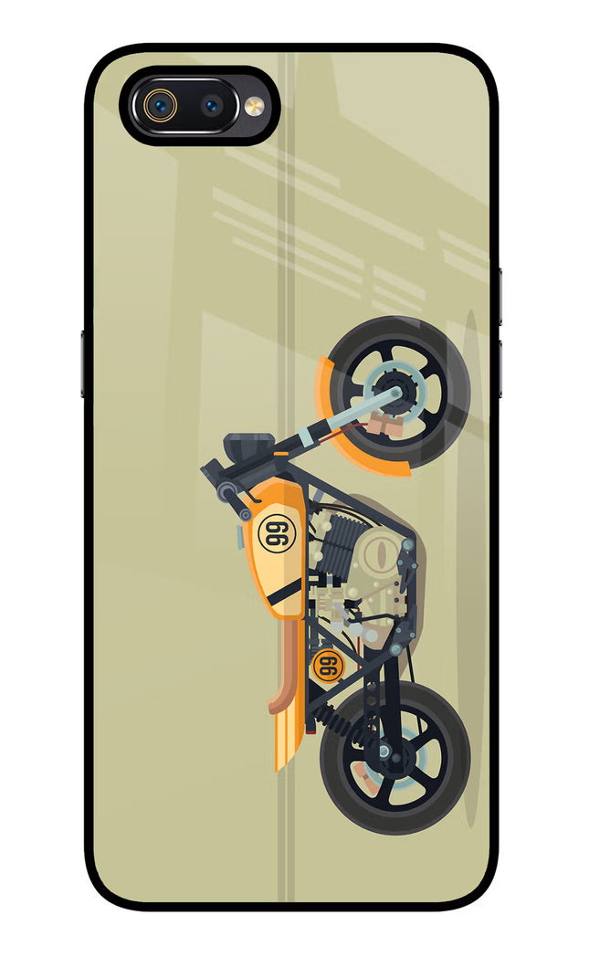 Vertical Speedster Realme C2 Glass Case Back Cover by Casekaro