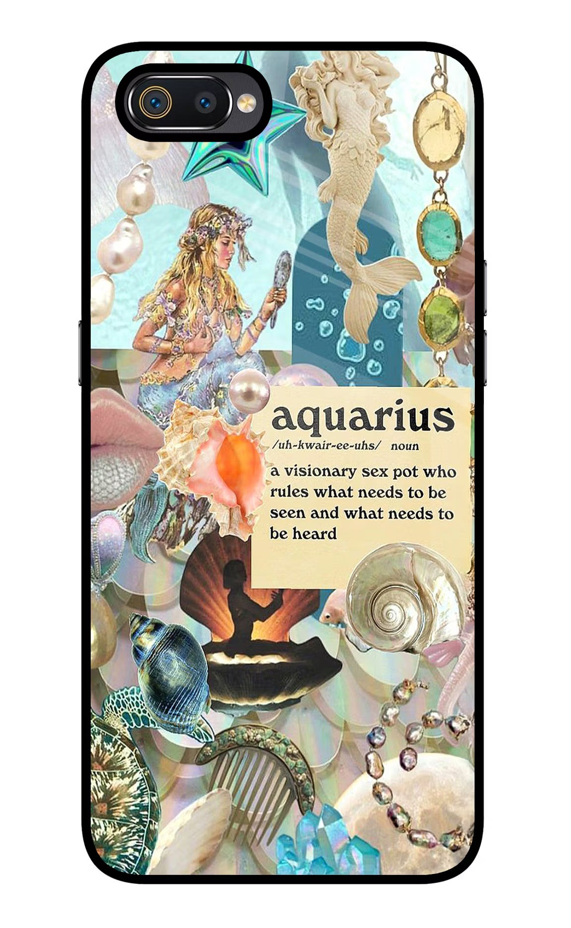 Aquarius Zodiac Realme C2 Glass Case Back Cover by Casekaro