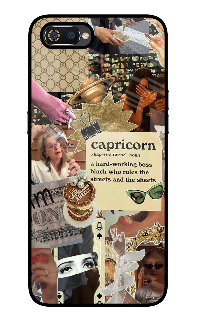Capricorn Zodiac Realme C2 Glass Case Back Cover by Casekaro